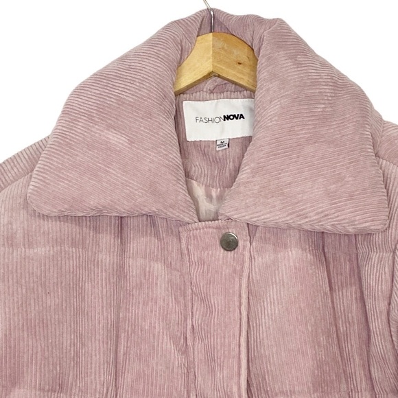 FASHION NOVA Corduroy Puffer Jacket Pink - Picture 7 of 13